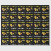 Black, Imitation Gold "96th BIRTHDAY" Cadeaupapier (Vlak)