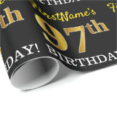 Black, Imitation Gold "97th BIRTHDAY" Cadeaupapier (Rol Hoek)
