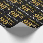 Black, Imitation Gold "98th BIRTHDAY" Cadeaupapier (Hoek)