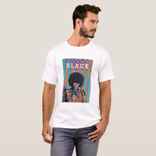 "BLACK" IN AMERIKA - ANGELA DAVIS BLACK HISTORY T-SHIRT (Voorkant volledig)