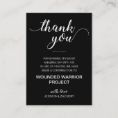 Black in Lieu of Favors Charity Donation Wedding Plaatskaartje (Voorkant)