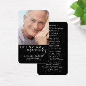 Black in Loing Memory Photo Poem Memorial Kaart (Bureau)