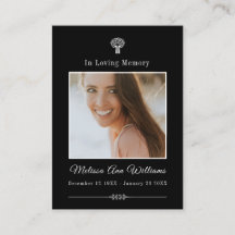 Black in Loing Memory Tree Funeral Memorial Card