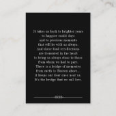 Black in Loing Memory Tree Funeral Memorial Card Visitekaartje (Achterkant)