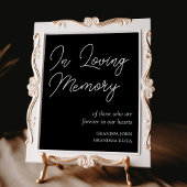 Black in Loing Memory Wedding Memorial Sign Poster