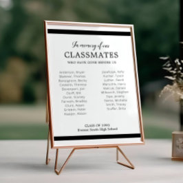 Black in Memory of our Classmates Reunion Memorial Poster