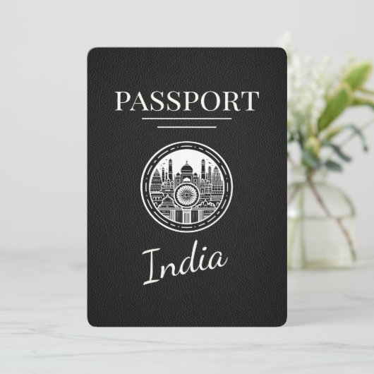 Black India Passport Bewaar de datum Save The Date (Staand voorkant)