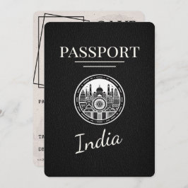 Black India Passport Bewaar de datum Save The Date