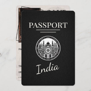 Black India Passport Bewaar de datum Save The Date