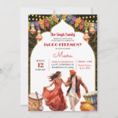 Black Indian Wedding Jaggo Uitnodiging (Voorkant)