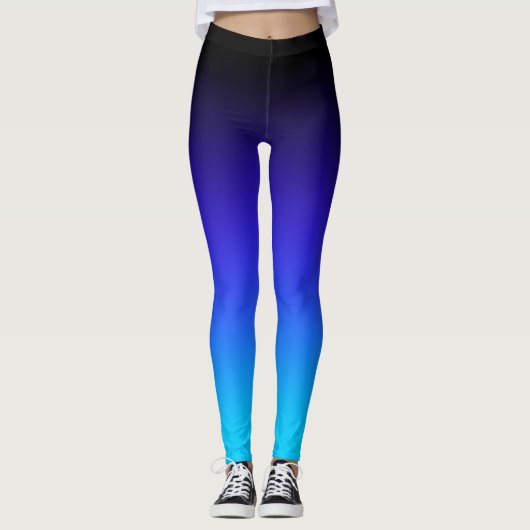 Black Indigo Blue en Aqua Gradient Leggings (Voorkant)