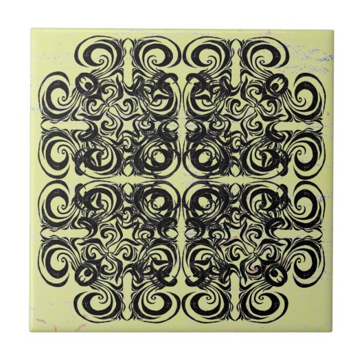 Black Infinity Pattern Retro Tiles Tegeltje (Voorkant)