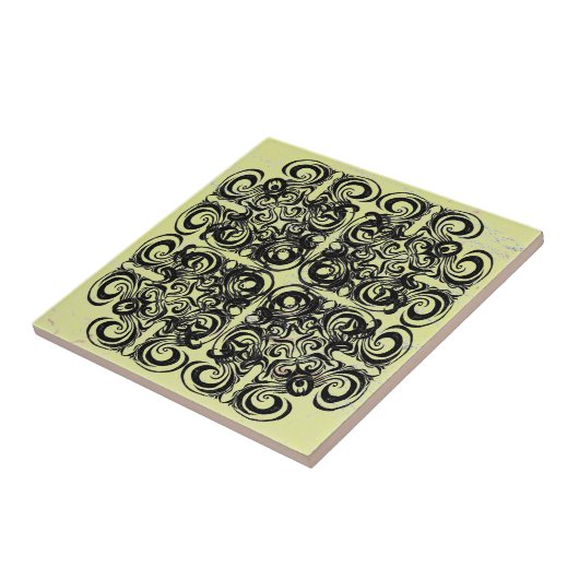 Black Infinity Pattern Retro Tiles Tegeltje (Zijkant)