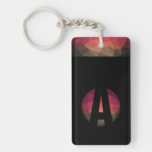 Black initiaal round logo modern ombre sleutelhang sleutelhanger (Voorkant)