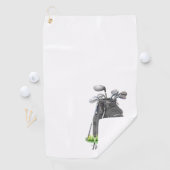 Black Initial Name Monogram Golfhanddoek (Insitu)