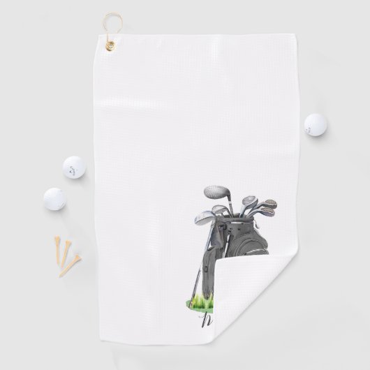 Black Initial Name Monogram Golfhanddoek (Insitu)