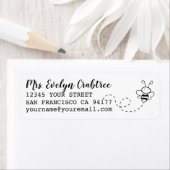 Black Ink Bee Custom Name Return-adreslabels Etiket (Insitu)
