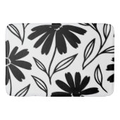 Black Ink Daisies Boho Badmat (Voorkant)