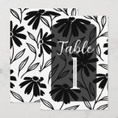 Black Ink Daisies Boho Tafelnummers (Voorkant / Achterkant)