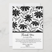 Black Ink Daisies Boho Vrijgezellenfeest Bedankt Kaart (Voorkant)