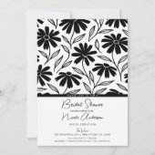 Black Ink Daisies Boho Vrijgezellenfeest Kaart (Voorkant)