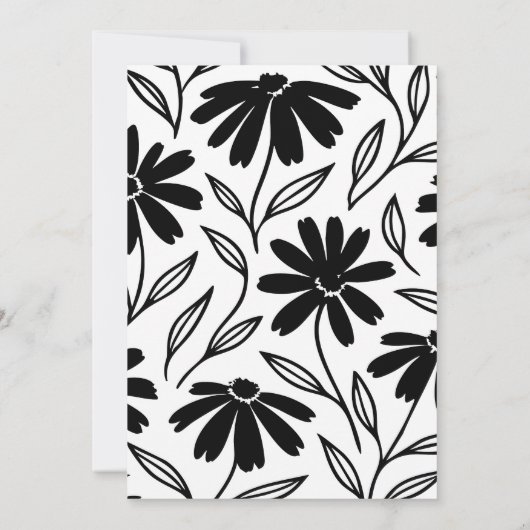Black Ink Daisies Boho Vrijgezellenfeest Kaart (Achterkant)