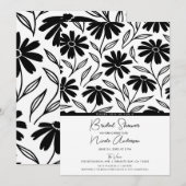 Black Ink Daisies Boho Vrijgezellenfeest Kaart (Voorkant / Achterkant)