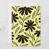 Black Ink Daisies Yellow Boho Vrijgezellenfeest Kaart (Achterkant)