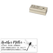 Black Ink Dragonfly Aangepaste naam Retouradres Rubberstempel (Gestempeld)