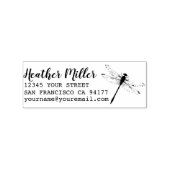 Black Ink Dragonfly Aangepaste naam Retouradres Rubberstempel (Afrduk)
