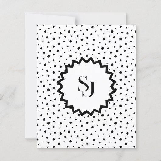 Black ink Improvisation polka dots Monogram. (Voorkant)