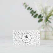 Black ink Polka dot Monogram Minimalist Modern. Visitekaartje (Staand voorkant)