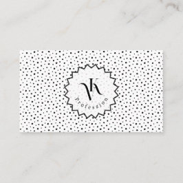 Black ink Polka dot Monogram Minimalist Modern. Visitekaartje