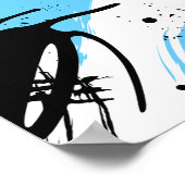 Black Ink Splashes on a Blue & White Background Poster (Hoek)