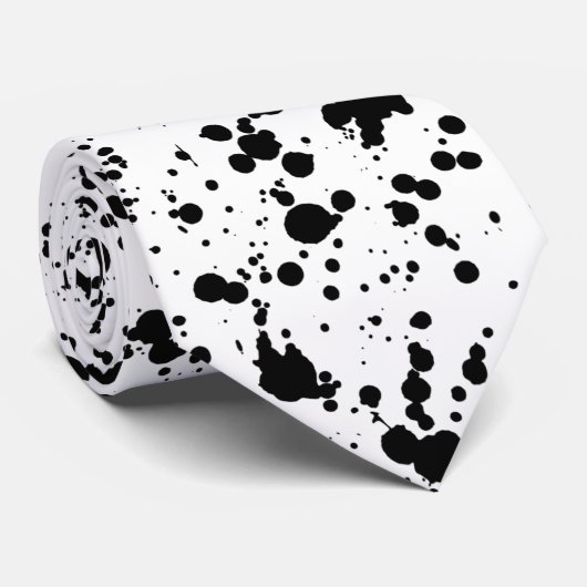 black ink splatter dirty stropdas (Opgerold)