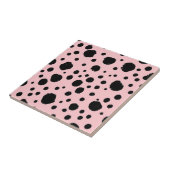 Black Ink Spots Pink Polka Pattern Tegeltje (Zijkant)