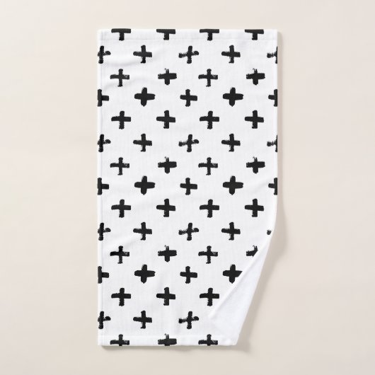 Black Ink Stoke Cross Pattern Bad Handdoek (Handdoek)