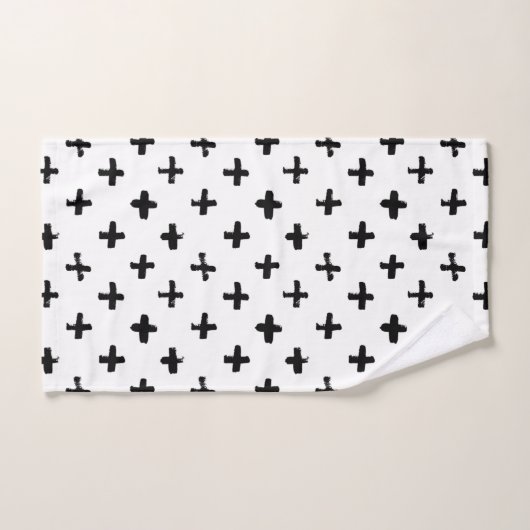 Black Ink Stoke Cross Pattern Bad Handdoek (Handdoek)