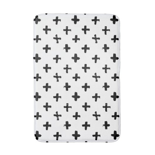 Black Ink Stoke Cross Pattern Badmat (Voorkant Verticaal)