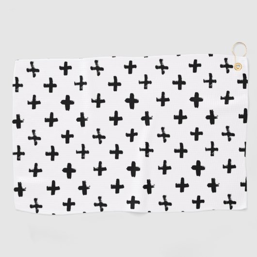 Black Ink Stoke Cross Pattern Golfhanddoek (Horizontaal)