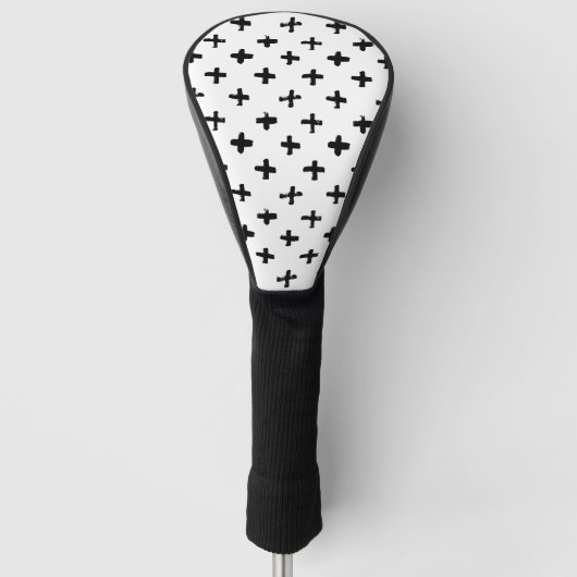 Black Ink Stoke Cross Pattern Golfheadcover (Voorkant)