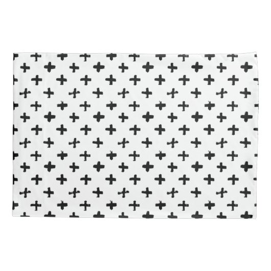 Black Ink Stoke Cross Pattern Kussensloop (Achterkant-Links)