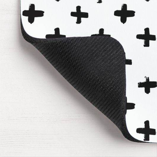 Black Ink Stoke Cross Pattern Muismat (Hoek)