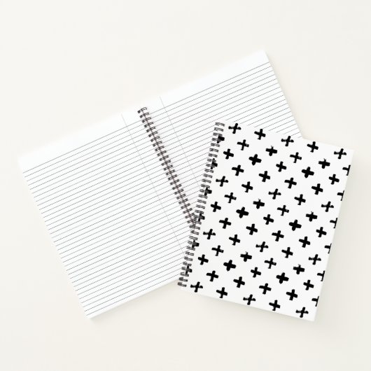 Black Ink Stoke Cross Pattern Notitieboek (Binnen)