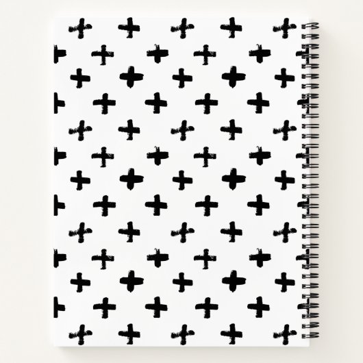 Black Ink Stoke Cross Pattern Notitieboek (Achterkant)