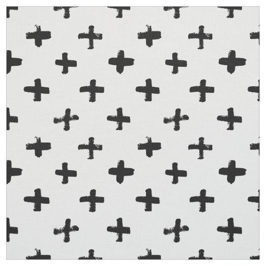 Black Ink Stoke Cross Pattern Stof (Swatch)