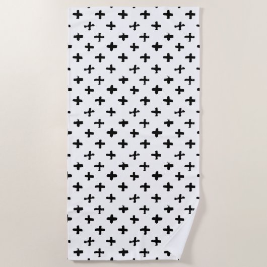 Black Ink Stoke Cross Pattern Strandlaken (Voorkant)