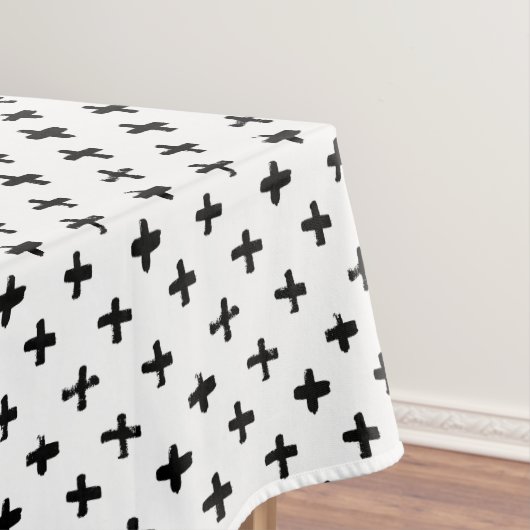 Black Ink Stoke Cross Pattern Tafelkleed (Voorbeeld)