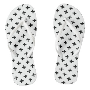 Black Ink Stoke Cross Pattern Teenslippers