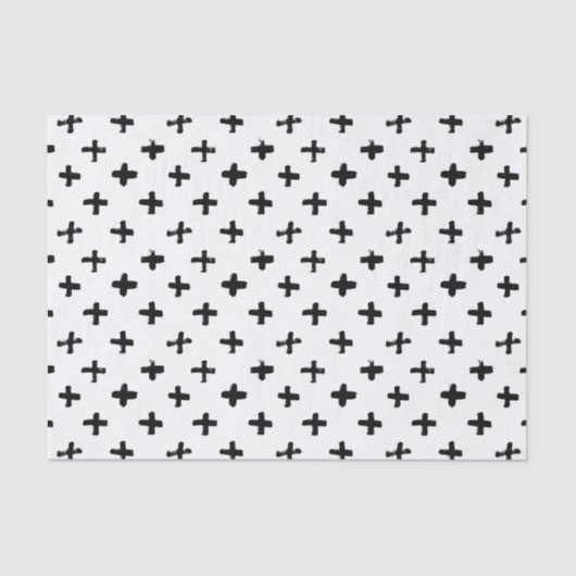 Black Ink Stoke Cross Pattern Tissuepapier (Voorkant)
